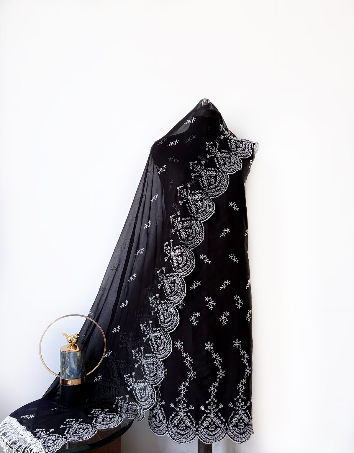 Black Cut-Work Suit-Set