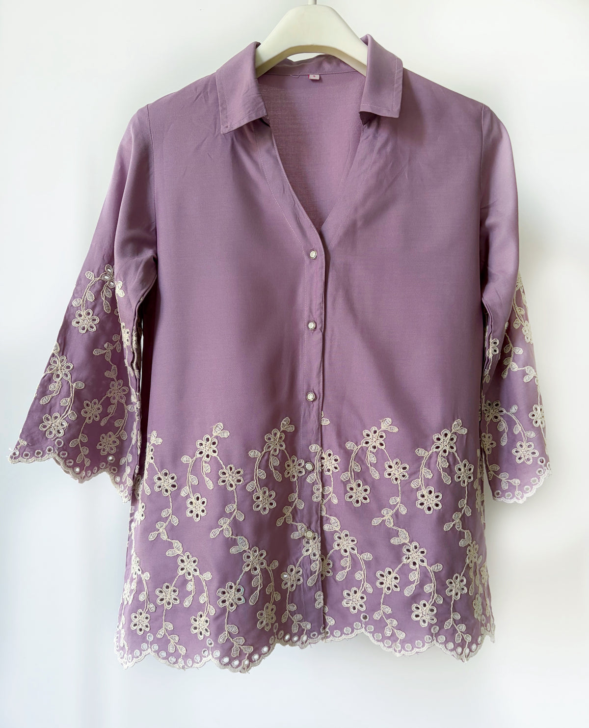Mauve Cording Cut-Work Top