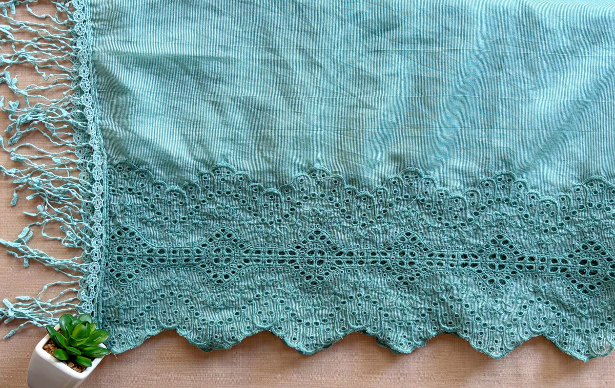 Teal Blue Cut-Work Suit-Set
