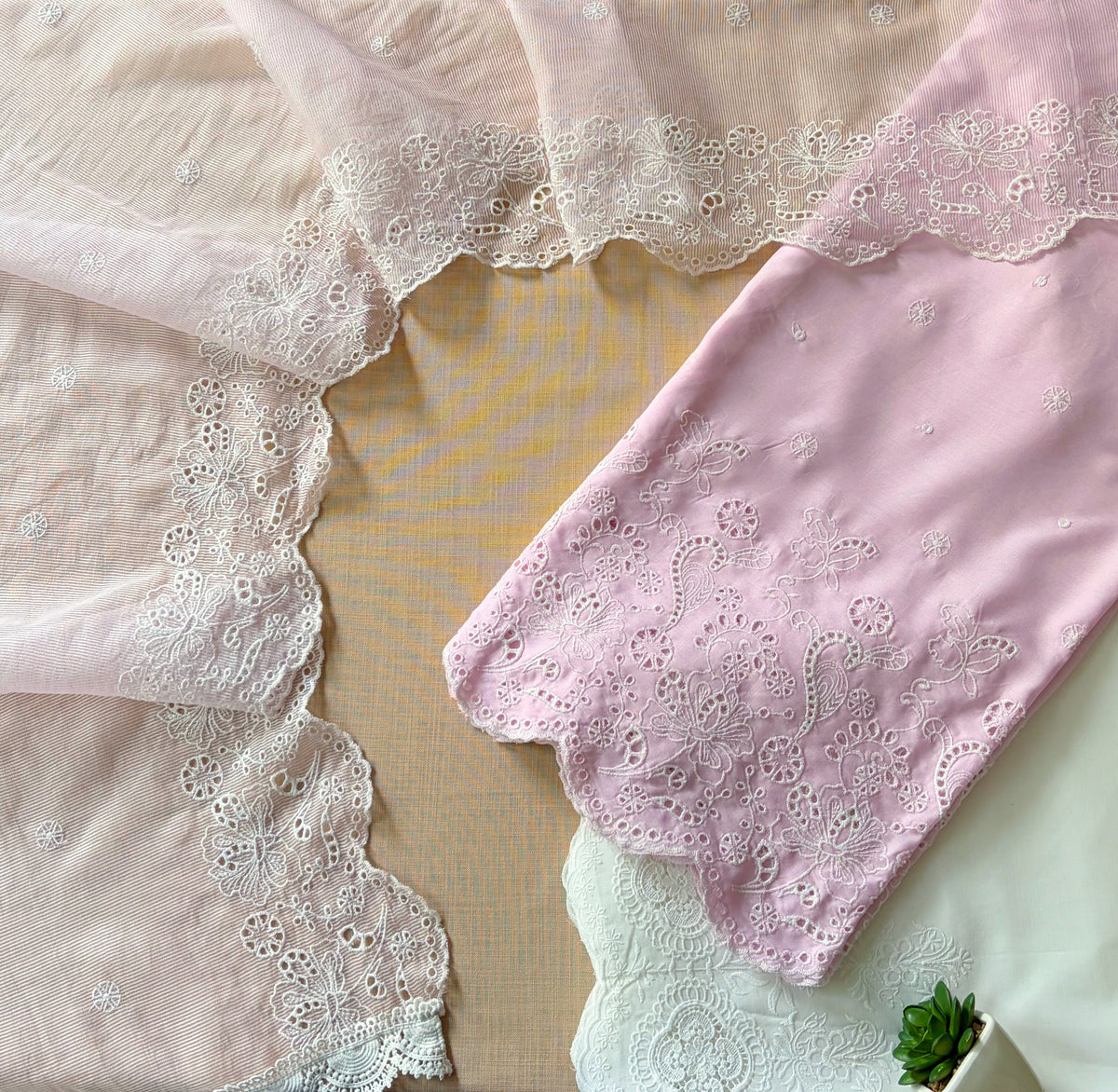 Baby Pink Cut-Work Suit-Set