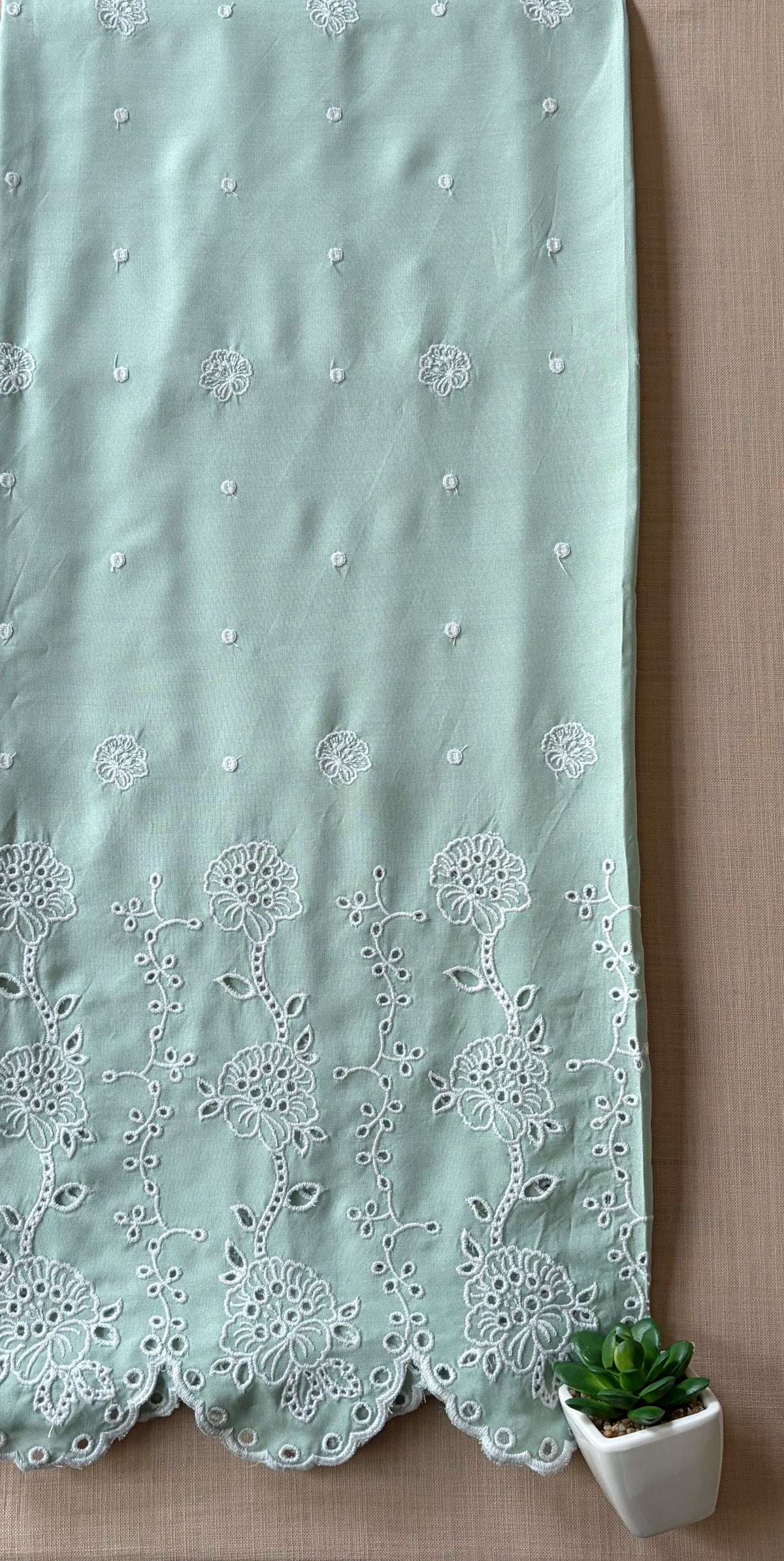 Teal Green Lily Cut-Work Suit-Set