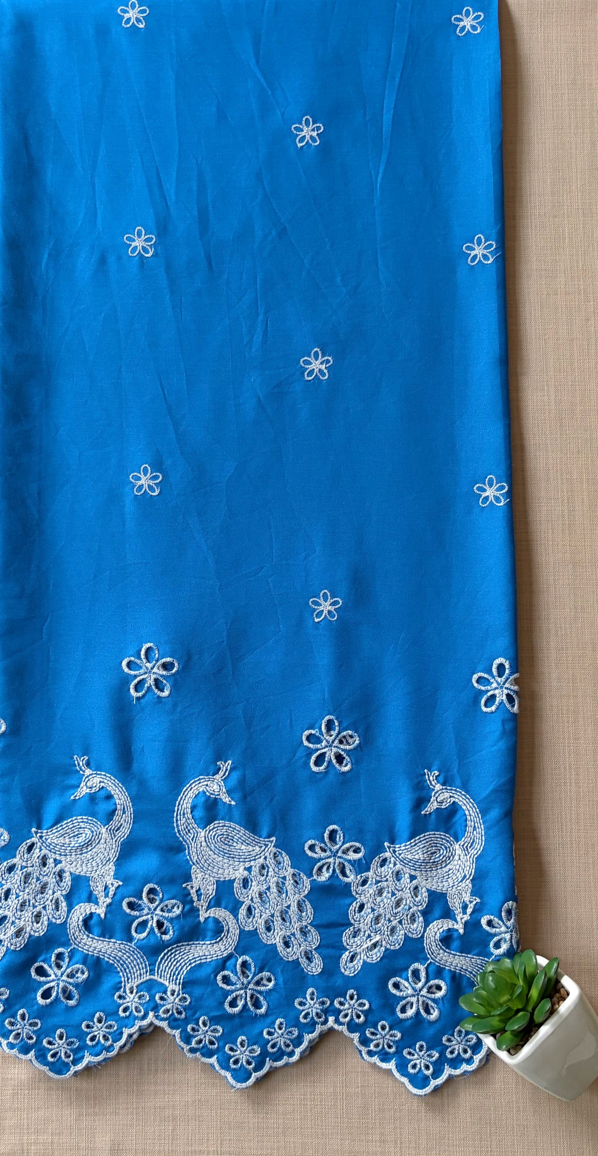 Electric Blue Peacock Cut-Work Suit-Set