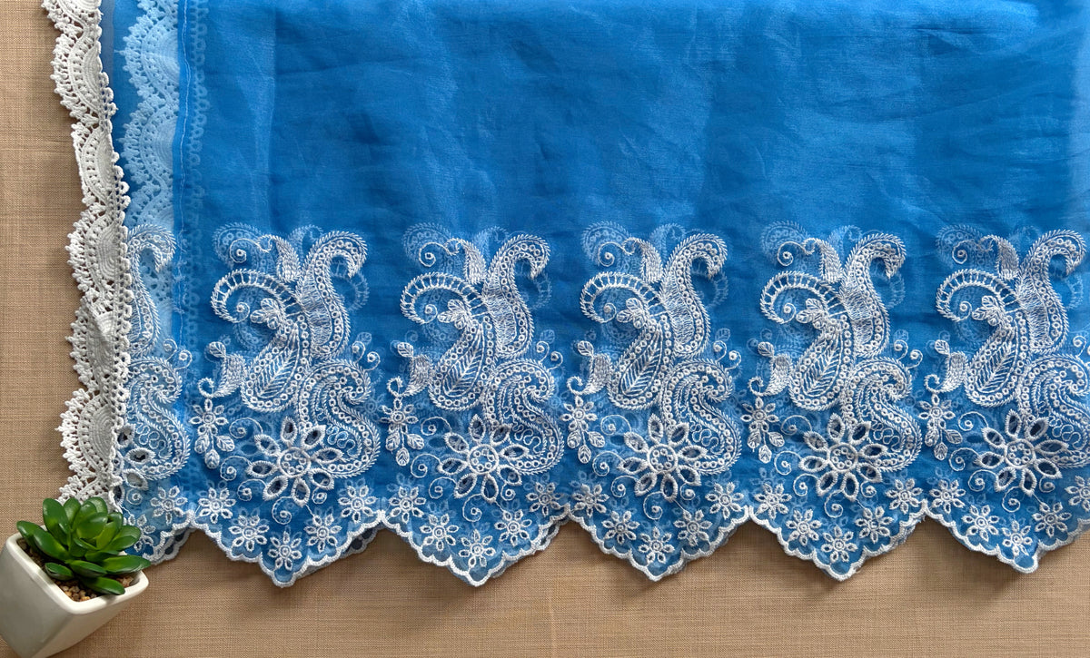 Electric Blue Paisley Cut-Work Suit-Set