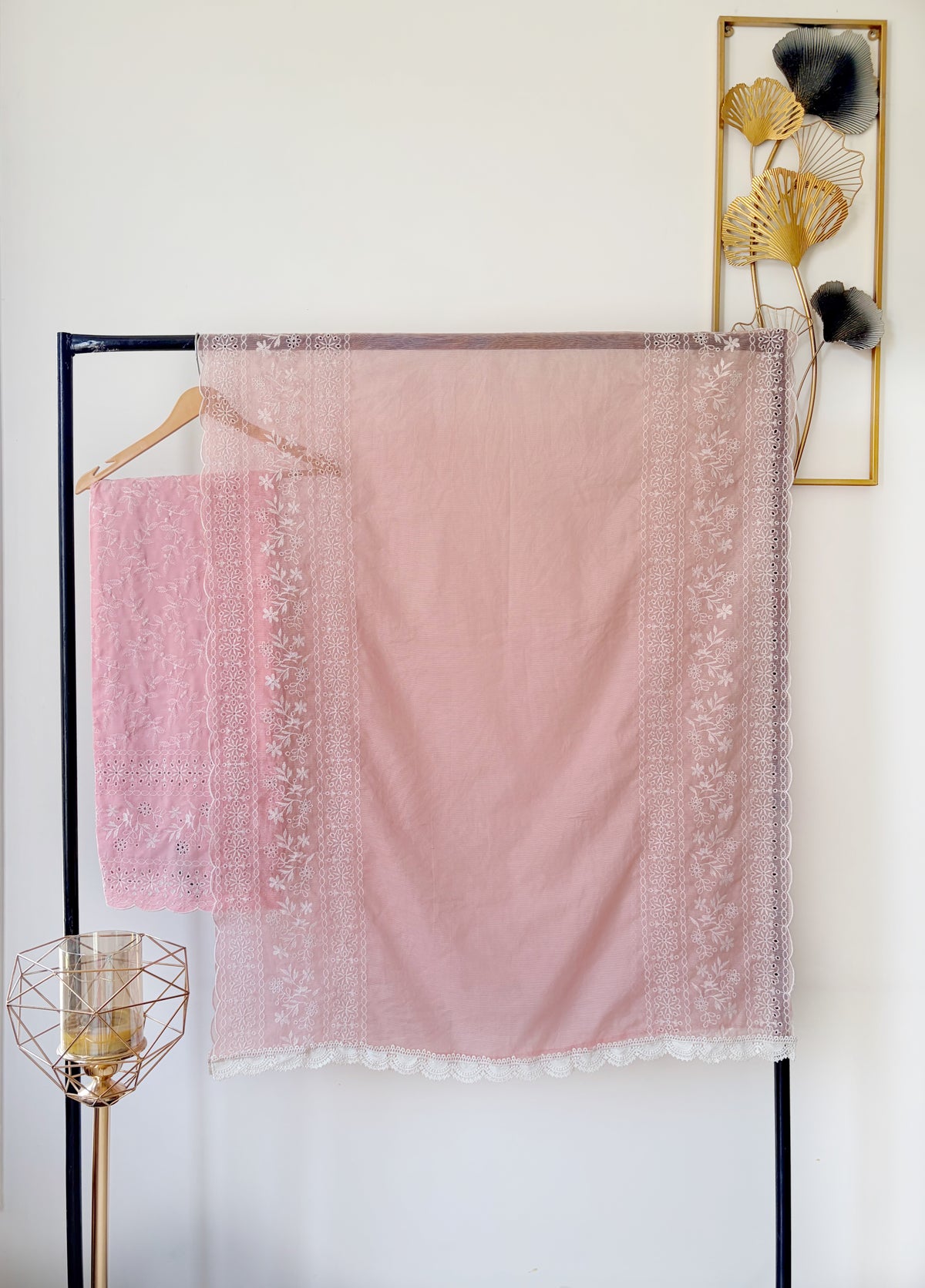 Dusty Pink Jaal Cut-Work Suit-Set