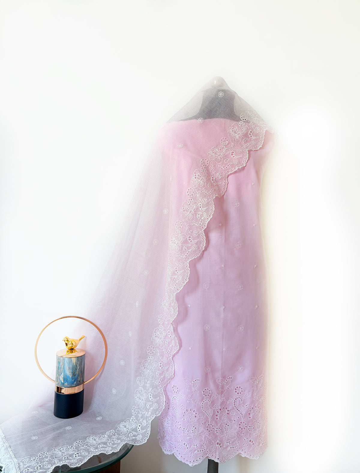 Baby Pink Cut-Work Suit-Set