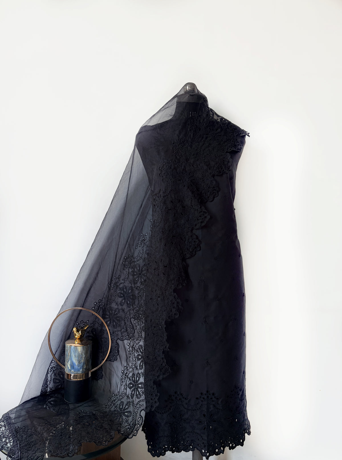 All Black Sunflower Cut-Work Suit-Set
