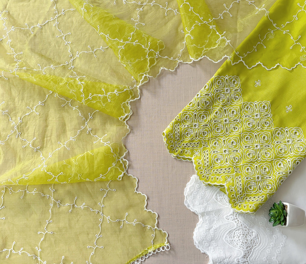 Lime Green Cut-Work Suit-Set (2)