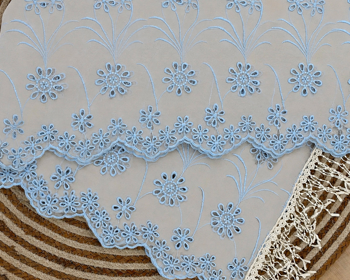 Powder Blue Flower Jaal Cut-Work Suit-Set