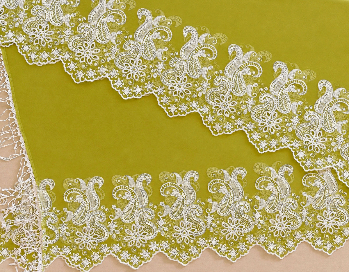 Lime Green Paisley Cut-Work Suit-Set