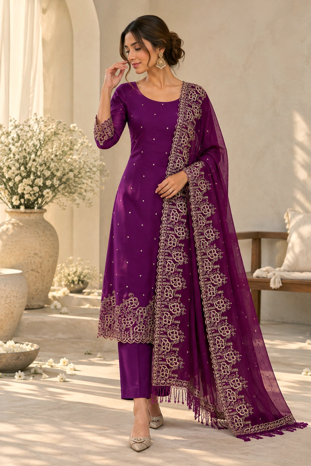 Vine & Zari Cut-Work Suit-Set