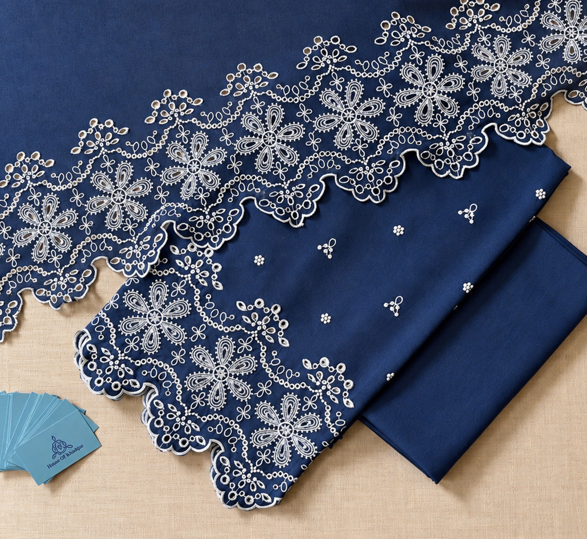 Midnight Blue Cut-Work Suit-Set