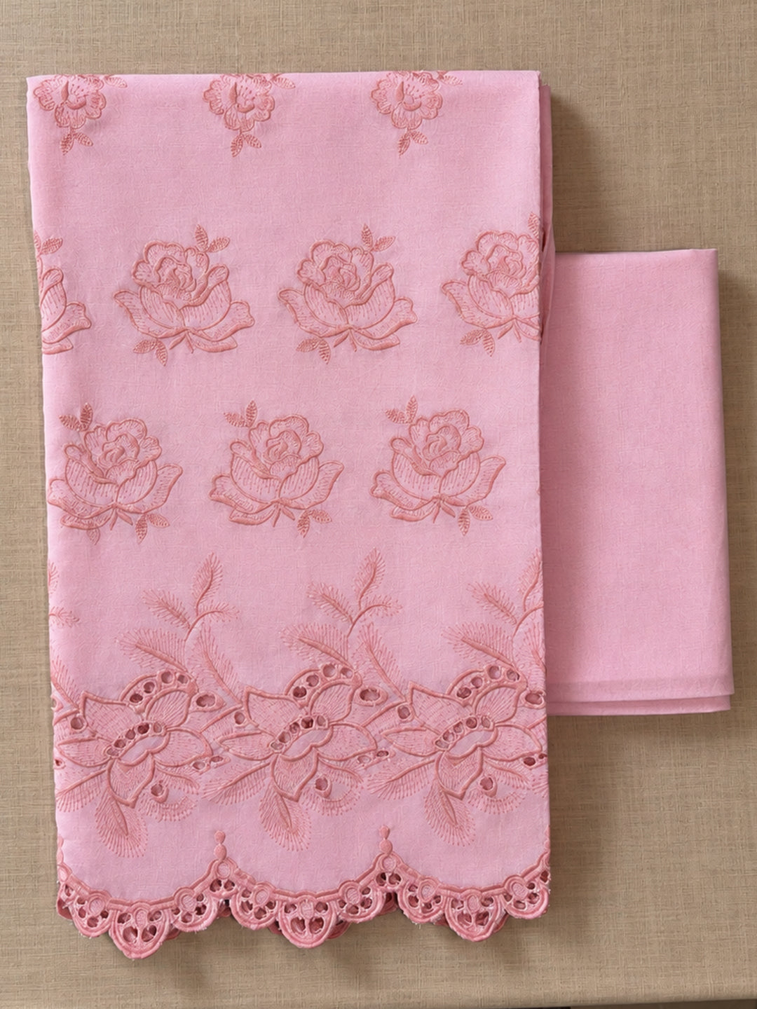Powder Pink Roses Cut-Work Suit-Set