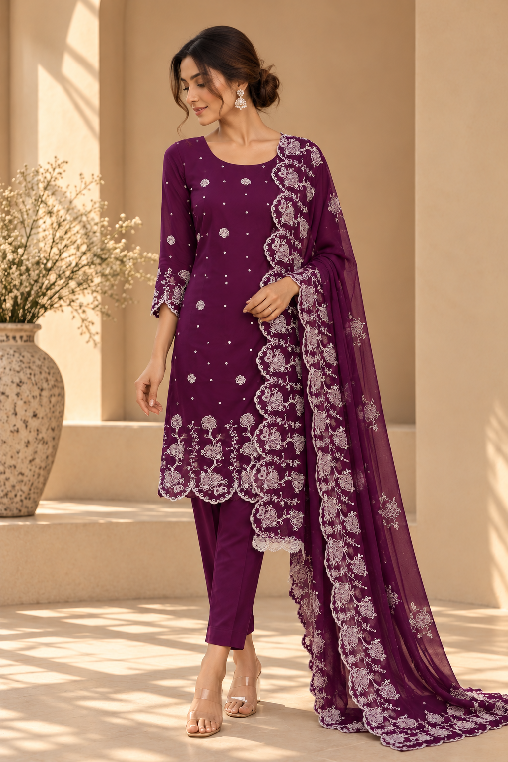 Vine Cut-Work Suit-Set
